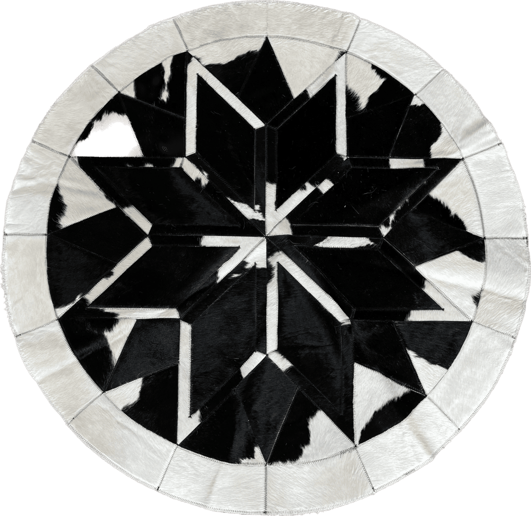 Mandala de couro preta e branca - 1,2m de diâmetro