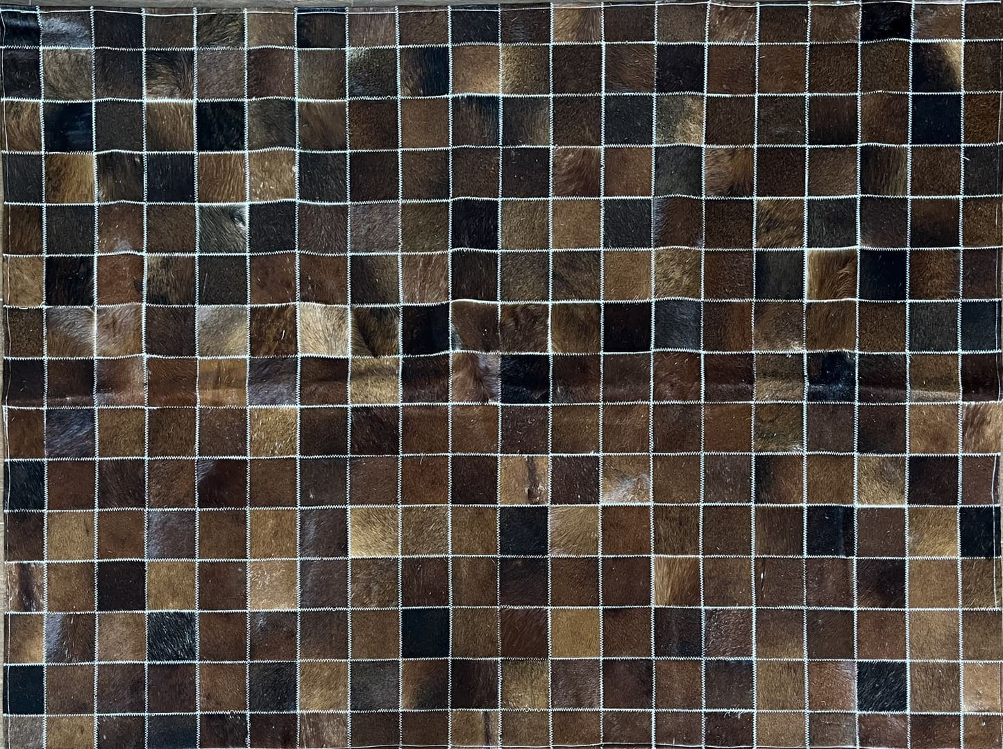 Tapete de couro quadriculado marrom sólido - 2,00 x 1,50m