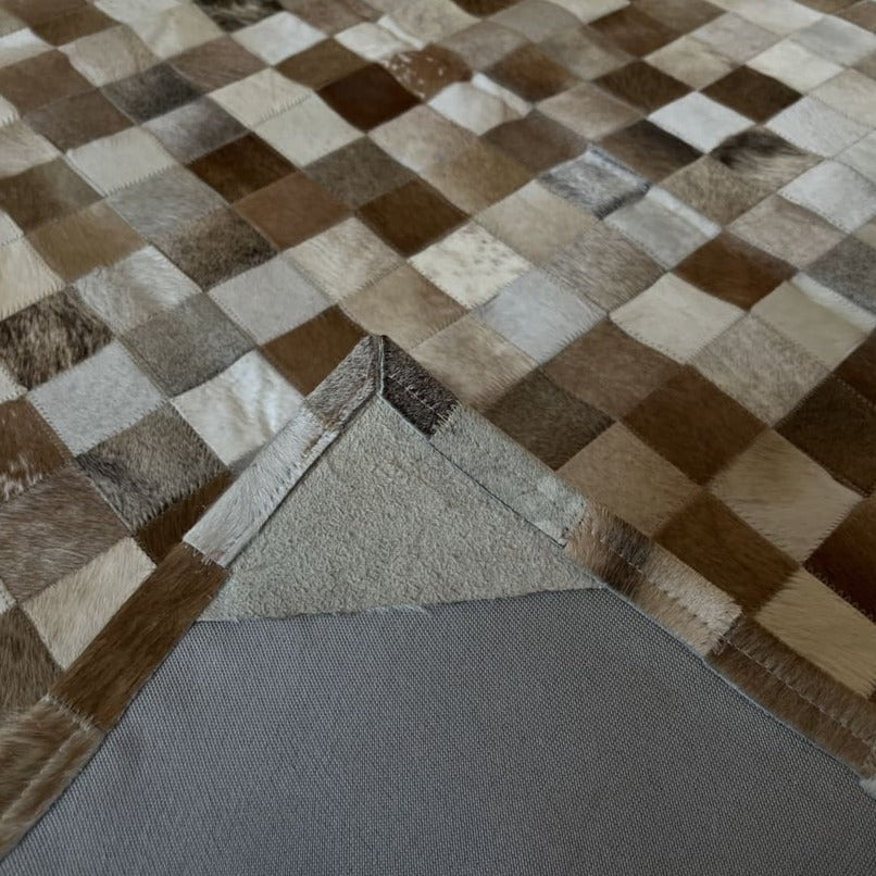 Tapete de couro quadriculado bege - 2,00 x 1,50m
