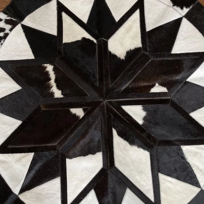 Mandala de couro preta e branca - 1,2m de diâmetro